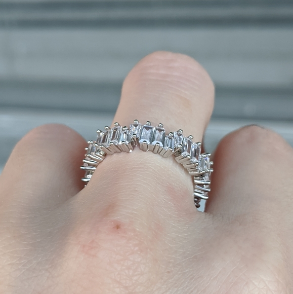 🆕S925-White Sapphire & White CZ Eternity Ring 8 - Picture 4 of 12